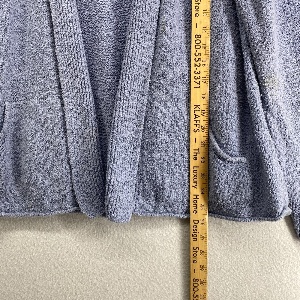 EILEEN FISHER Sweater L Organic Cotton Cardigan Blazer Open Front Pockets Blue - Picture 8 of 14